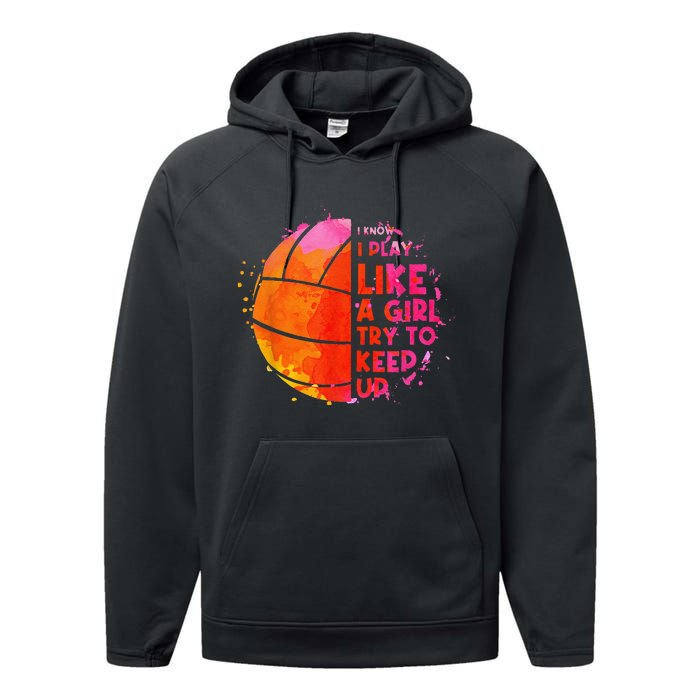 Funny Volleyball Design For  Girls Volleyball Player Performance Fleece Hoodie