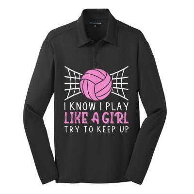 Funny Volleyball Design For  Girls Volleyball Player Silk Touch Performance Long Sleeve Polo