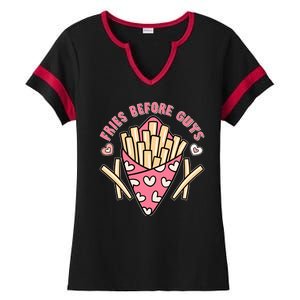 Funny Valentines Day Fries Before Guys French Fries Lover Ladies Halftime Notch Neck Tee