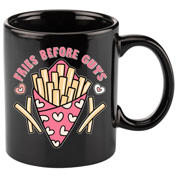 Funny Valentines Day Fries Before Guys French Fries Lover 11oz C Handle Ceramic Mug