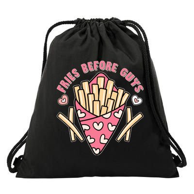 Funny Valentines Day Fries Before Guys French Fries Lover Drawstring Bag