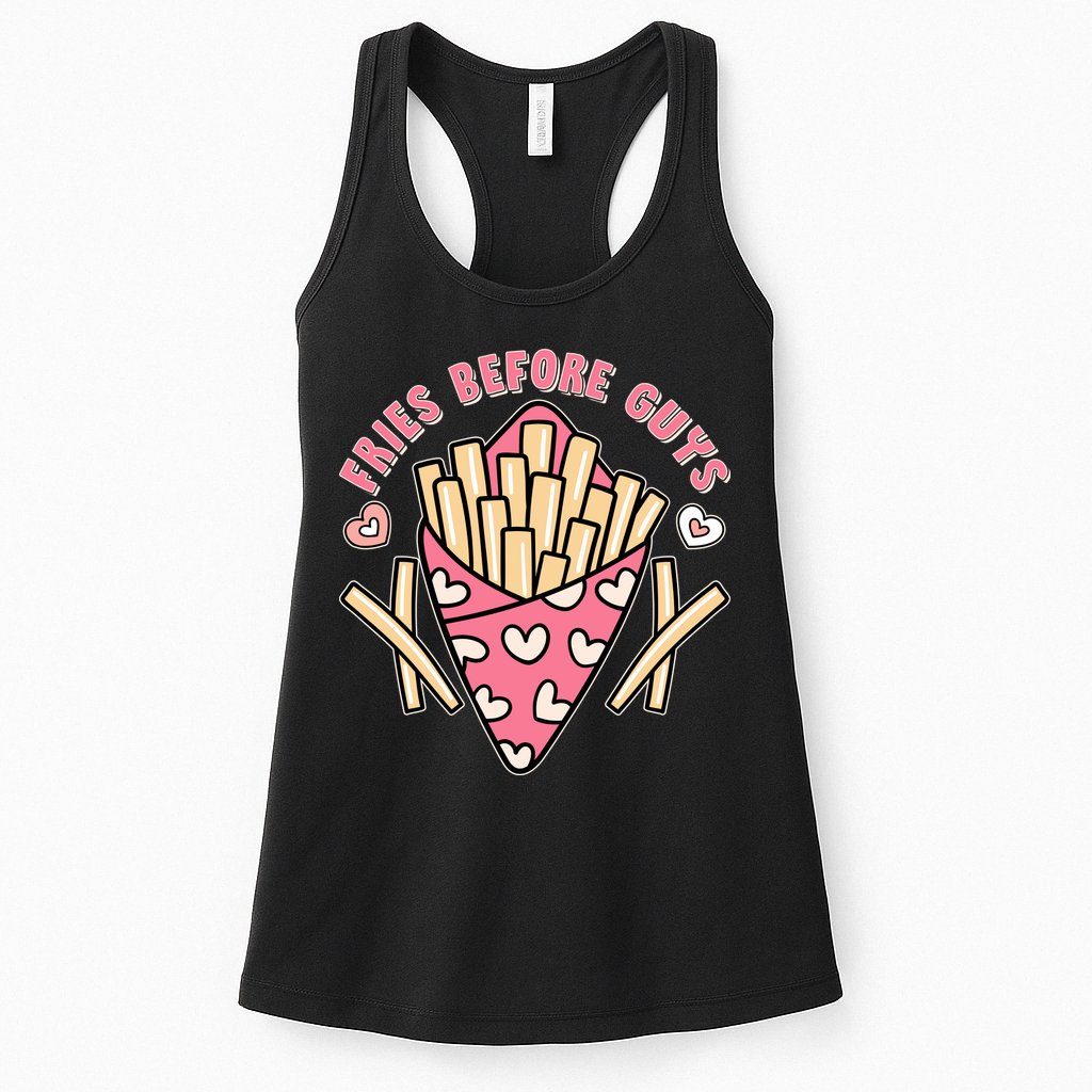 Funny Valentines Day Fries Before Guys French Fries Lover Womens Tank Top