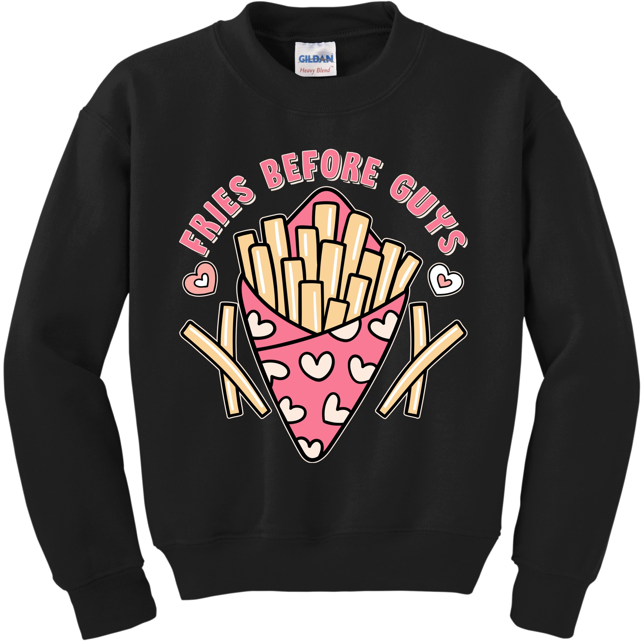 Funny Valentines Day Fries Before Guys French Fries Lover Kids Sweatshirt