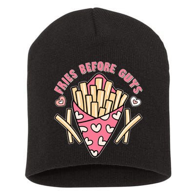 Funny Valentines Day Fries Before Guys French Fries Lover Short Acrylic Beanie