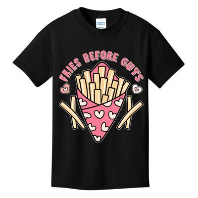 Funny Valentines Day Fries Before Guys French Fries Lover Kids T-Shirt