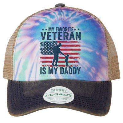 Father Veterans Day My Favorite Veteran Is My Daddy Legacy Tie Dye Trucker Hat