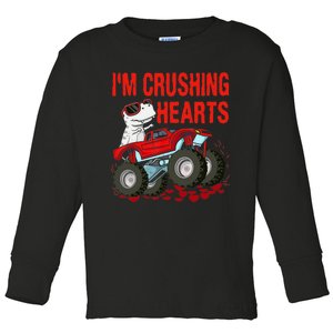 Funny Valentines Day Gifts Dino Trex Monster Truck Toddler Long Sleeve Shirt