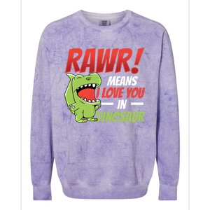 Funny Valentines Day Gift Rawr Means I Love You In Dinosaur Cute Gift Colorblast Crewneck Sweatshirt