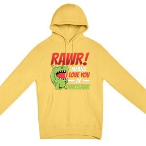 Funny Valentines Day Gift Rawr Means I Love You In Dinosaur Cute Gift Premium Pullover Hoodie