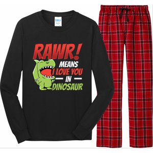 Funny Valentines Day Gift Rawr Means I Love You In Dinosaur Cute Gift Long Sleeve Pajama Set