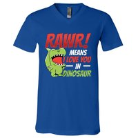 Funny Valentines Day Gift Rawr Means I Love You In Dinosaur Cute Gift V-Neck T-Shirt