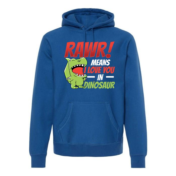 Funny Valentines Day Gift Rawr Means I Love You In Dinosaur Cute Gift Premium Hoodie