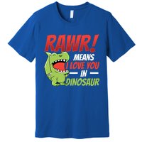 Funny Valentines Day Gift Rawr Means I Love You In Dinosaur Cute Gift Premium T-Shirt