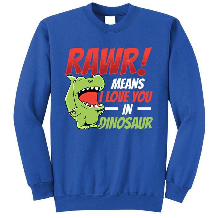 Funny Valentines Day Gift Rawr Means I Love You In Dinosaur Cute Gift Tall Sweatshirt