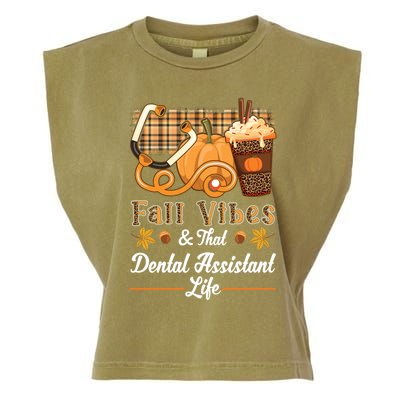 Fall Vibes Dental Assistant Life Pumpkin Spice Latte Leopard Meaningful Gift Garment-Dyed Women's Muscle Tee