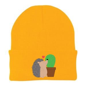 Funny Valentine's Day Gift Hedgehog And Cactus Love Gift Knit Cap Winter Beanie