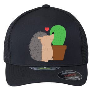 Funny Valentine's Day Gift Hedgehog And Cactus Love Gift Flexfit Unipanel Trucker Cap