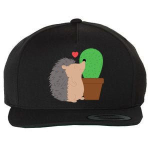 Funny Valentine's Day Gift Hedgehog And Cactus Love Gift Wool Snapback Cap