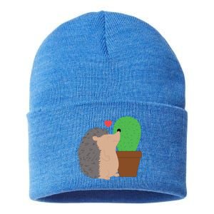 Funny Valentine's Day Gift Hedgehog And Cactus Love Gift Sustainable Knit Beanie