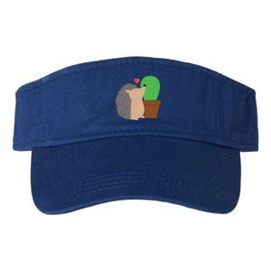 Funny Valentine's Day Gift Hedgehog And Cactus Love Gift Valucap Bio-Washed Visor