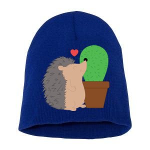 Funny Valentine's Day Gift Hedgehog And Cactus Love Gift Short Acrylic Beanie