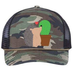 Funny Valentine's Day Gift Hedgehog And Cactus Love Gift Retro Rope Trucker Hat Cap