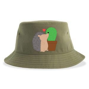 Funny Valentine's Day Gift Hedgehog And Cactus Love Gift Sustainable Bucket Hat