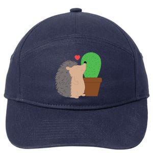 Funny Valentine's Day Gift Hedgehog And Cactus Love Gift 7-Panel Snapback Hat