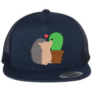 Funny Valentine's Day Gift Hedgehog And Cactus Love Gift Flat Bill Trucker Hat