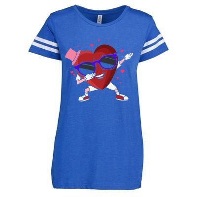 Funny Valentines Dabbing Heart For Adult Humor Character Cool Gift Enza Ladies Jersey Football T-Shirt