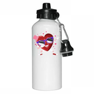 Funny Valentines Dabbing Heart For Adult Humor Character Cool Gift Aluminum Water Bottle 