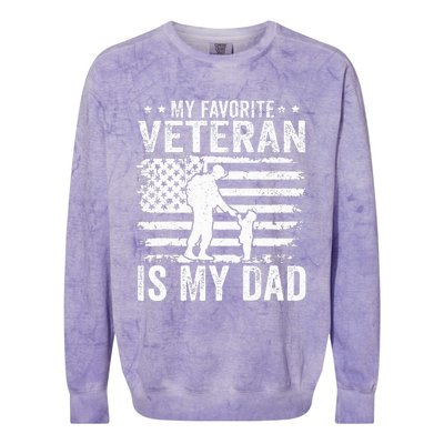 Father Veterans Day My Favorite Veteran Is My Dad Colorblast Crewneck Sweatshirt