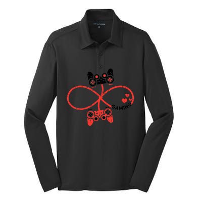 Funny Valentine's Day Gamer Cute Gift Silk Touch Performance Long Sleeve Polo