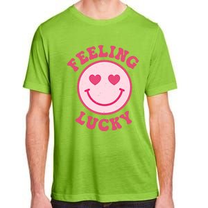 Funny Valentines Day Feeling Lucky Pink Smile Face Trendy Funny Gift Adult ChromaSoft Performance T-Shirt