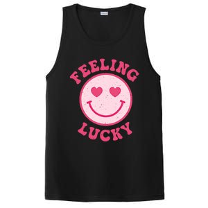 Funny Valentines Day Feeling Lucky Pink Smile Face Trendy Funny Gift PosiCharge Competitor Tank