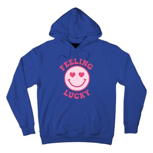 Funny Valentines Day Feeling Lucky Pink Smile Face Trendy Funny Gift Hoodie