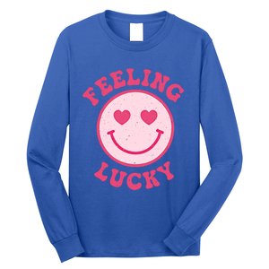 Funny Valentines Day Feeling Lucky Pink Smile Face Trendy Funny Gift Long Sleeve Shirt