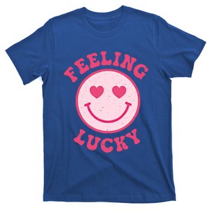 Funny Valentines Day Feeling Lucky Pink Smile Face Trendy Funny Gift T-Shirt