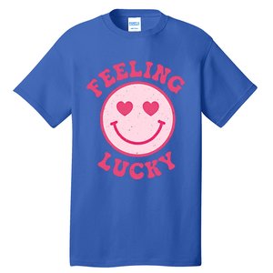 Funny Valentines Day Feeling Lucky Pink Smile Face Trendy Funny Gift Tall T-Shirt