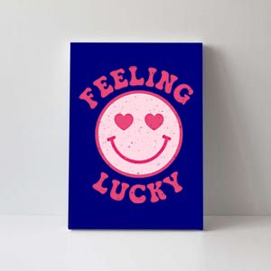 Funny Valentines Day Feeling Lucky Pink Smile Face Trendy Funny Gift Canvas