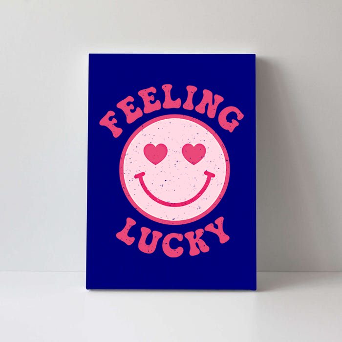 Funny Valentines Day Feeling Lucky Pink Smile Face Trendy Funny Gift Canvas