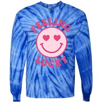 Funny Valentines Day Feeling Lucky Pink Smile Face Trendy Funny Gift Tie-Dye Long Sleeve Shirt