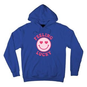 Funny Valentines Day Feeling Lucky Pink Smile Face Trendy Funny Gift Tall Hoodie