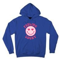 Funny Valentines Day Feeling Lucky Pink Smile Face Trendy Funny Gift Tall Hoodie