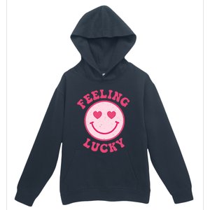 Funny Valentines Day Feeling Lucky Pink Smile Face Trendy Funny Gift Urban Pullover Hoodie