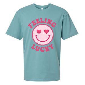 Funny Valentines Day Feeling Lucky Pink Smile Face Trendy Funny Gift Sueded Cloud Jersey T-Shirt