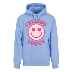 Funny Valentines Day Feeling Lucky Pink Smile Face Trendy Funny Gift Unisex Surf Hoodie