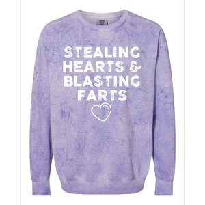 Funny ValentineS Day Stealing Hearts And Blasting Farts Colorblast Crewneck Sweatshirt