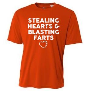 Funny ValentineS Day Stealing Hearts And Blasting Farts Cooling Performance Crew T-Shirt