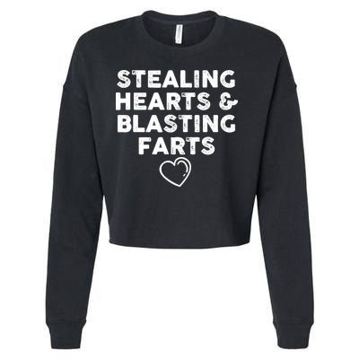 Funny ValentineS Day Stealing Hearts And Blasting Farts Cropped Pullover Crew